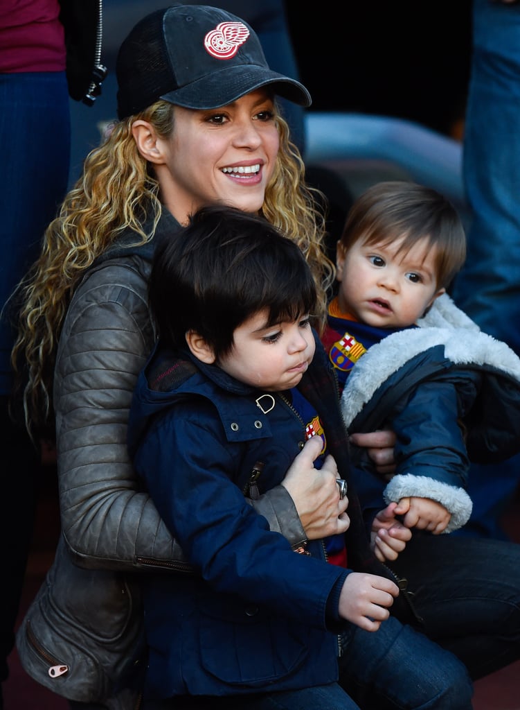 Shakira Cheers On Gerard Pique With Milan and Sasha