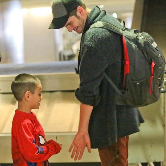 Andrew Garfield With a Kid in a Spider-Man Shirt | Pictures