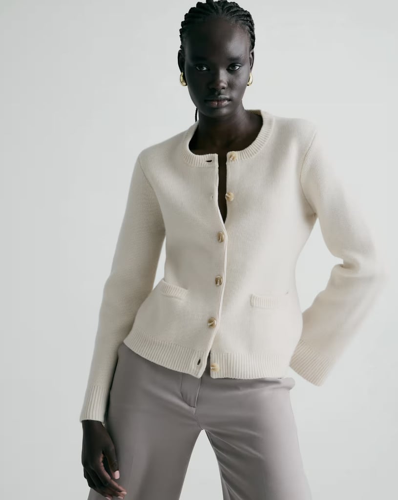 Quince Mongolian Cashmere Structured Cardigan ($160)
A cashmere sweater might not be at the top of your seasonal shopping list, but this adorable cardigan is the perfect layer for breezy summer nights. Plus, the timeless silhouette sits perfectly over a tank top, sundress, or any blouse of your choosing.