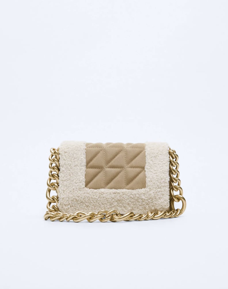 A Quilted Style: Quilted Split Leather Fleece Shoulder Bag