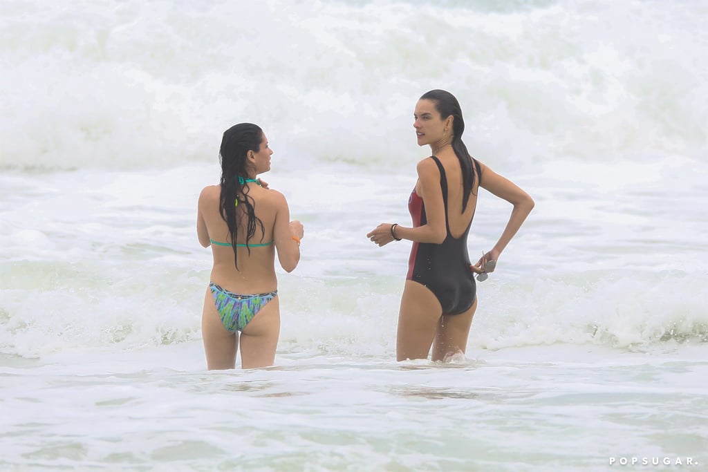 Alessandra Ambrosio Wearing Two-Toned Swimsuit in Brazil