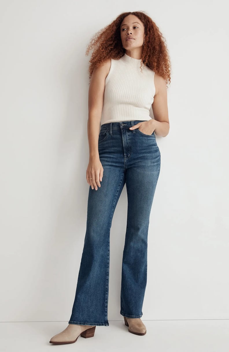 High Rise Fitted Flare Jeans - Mid Vintage