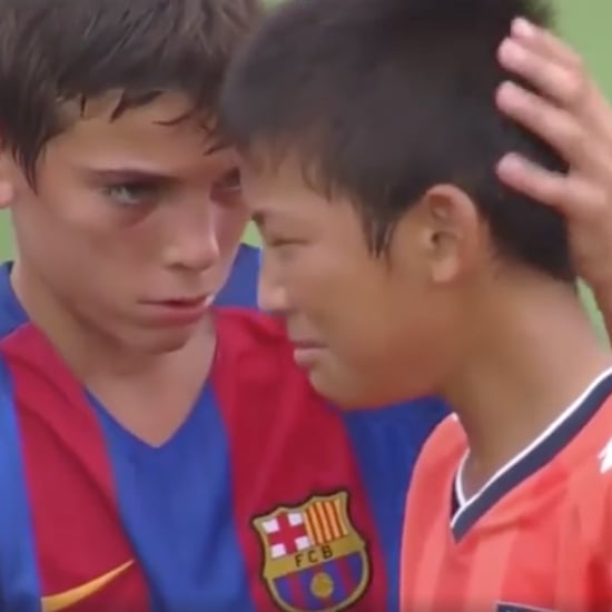 Sportsmanlike Boys Soccer Players Console Losing Team