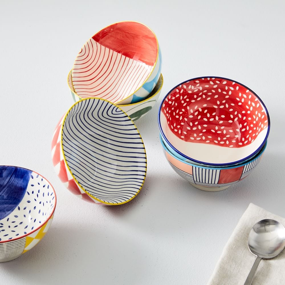 West Elm Hand-Painted Pattern Pop Bowls