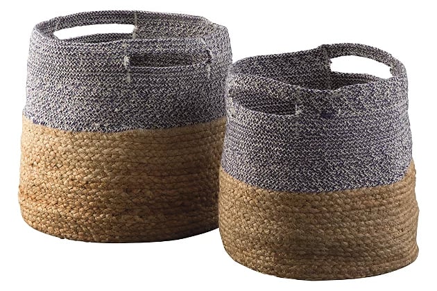 Parrish Natural/Blue Basket Set