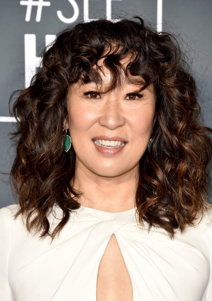 Celebrities With Bangs: Sandra Oh With a Curly Fringe
