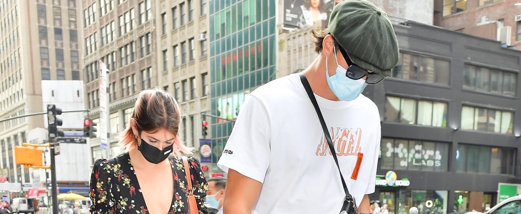Kaia Gerber Wearing Black Floral Dress With Jacob Elordi