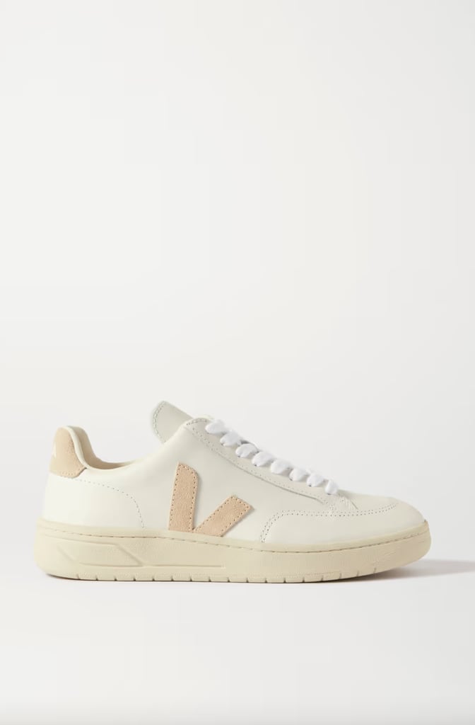 Veja V-12 Suede-Trimmed Leather Sneakers