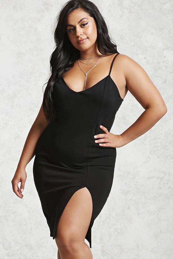 plus size black cami dress