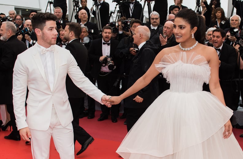 CANNES, FRANCE - MAY 18: Actress Priyanka Chopra and her husband Nick Jonas  attend the screening of 