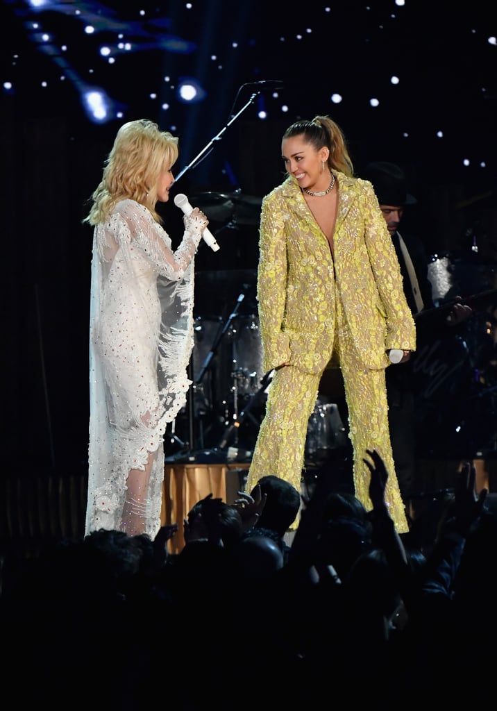 Miley Cyrus and Dolly Parton at the 2019 Grammys