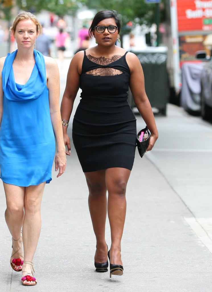 Mindy Kaling kept it classy and simultaneously sassy in a little black dress with lace detailing at an NYC wedding in July 2012. She reminds us that a black dress is even better with some lace detailing.
