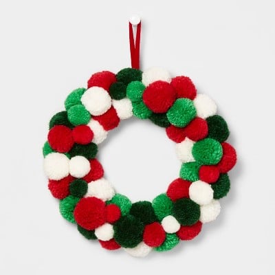 Target Red, Green, and White Pom-Pom Wreath