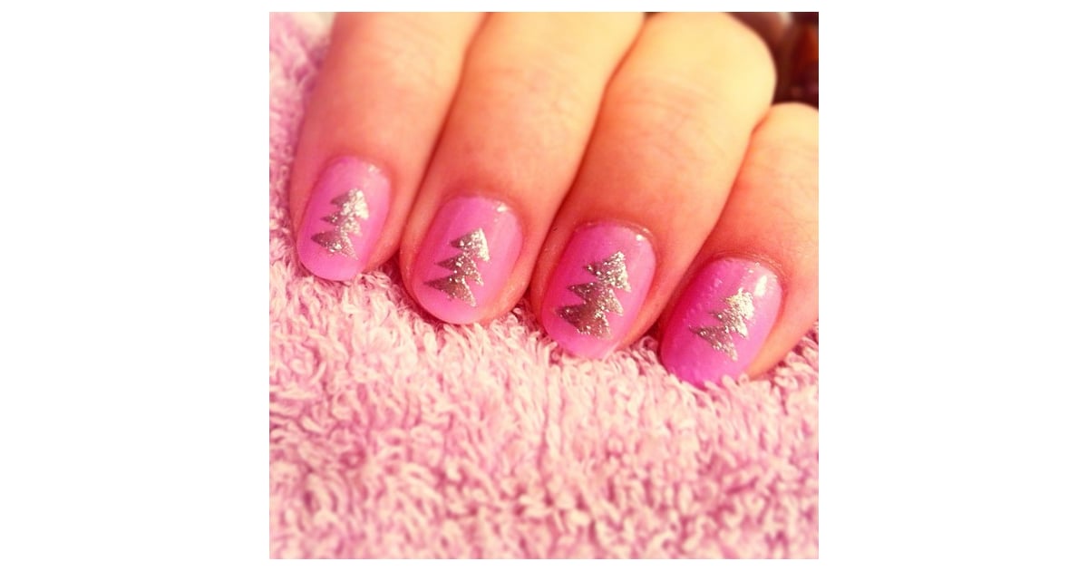 Pink Pines DIY Nail Art Ideas Holiday 2014 POPSUGAR Beauty Photo 2