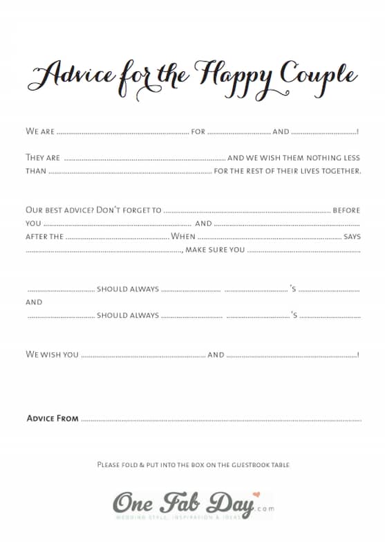 Wedding clearance mad libs