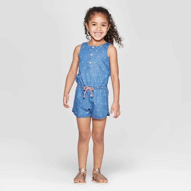 Toddler's Polka Star Denim Romper