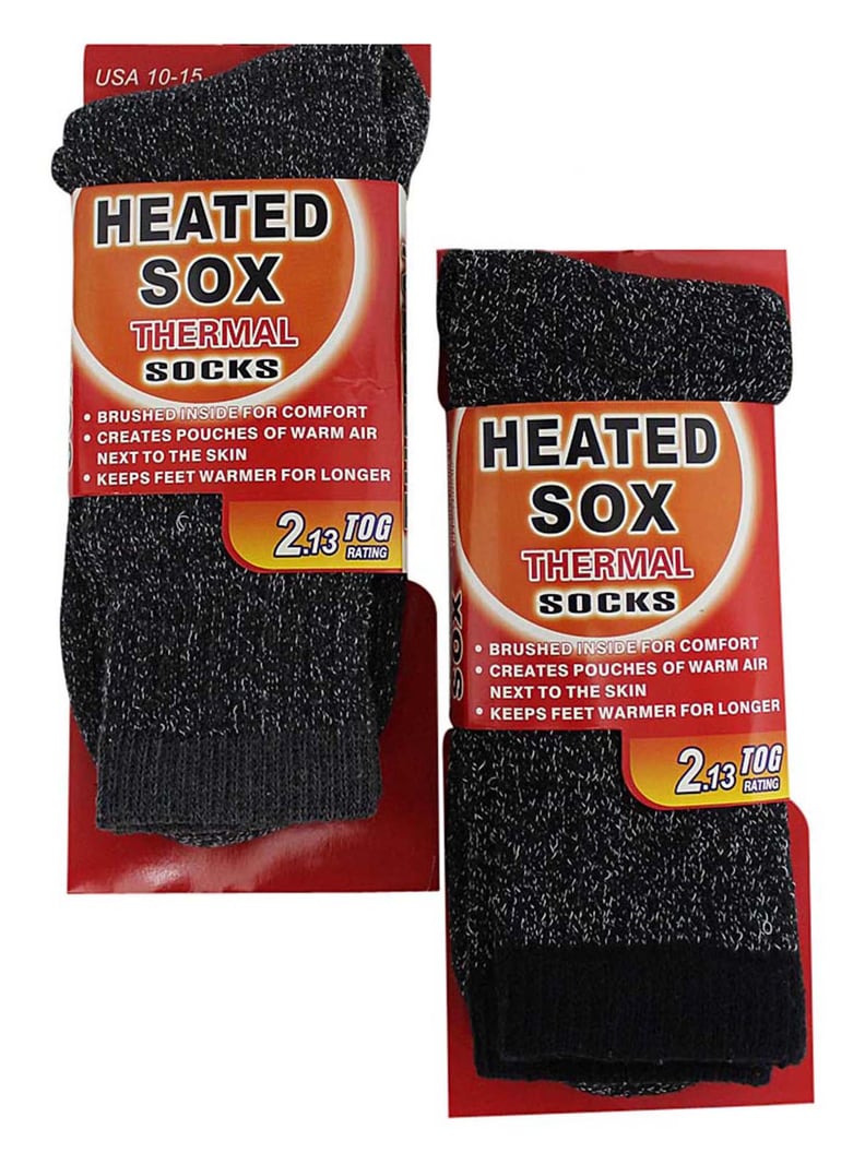 Black & Gray Mens Heated Thermal 2 Pack Winter Socks