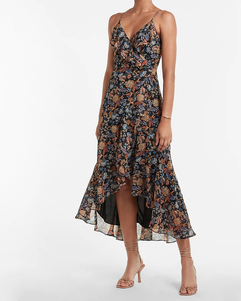For a Breezy Pick: Express Floral Ruffle Wrap Hi-lo Maxi Dress