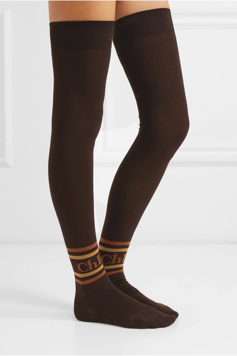 Chloé Intarsia Cotton Blend Over-the-Knee Socks