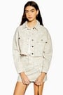 Topshop Off White Snake Hacked Off Denim Jacket