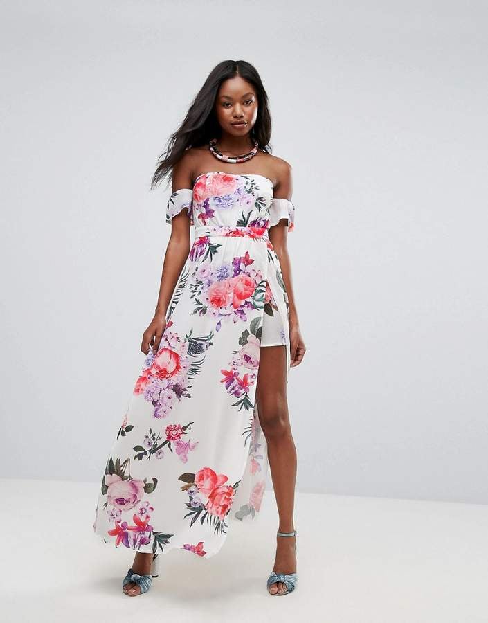 Parisian OffShoulder Floral Maxi Dress With Shorts Cheap Maxi