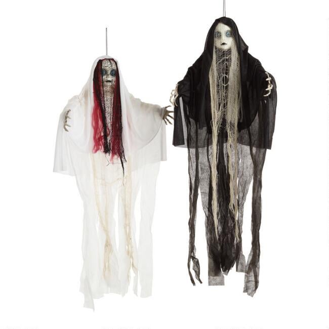 Ghost Girl Halloween Hanging Figures, Set of 2