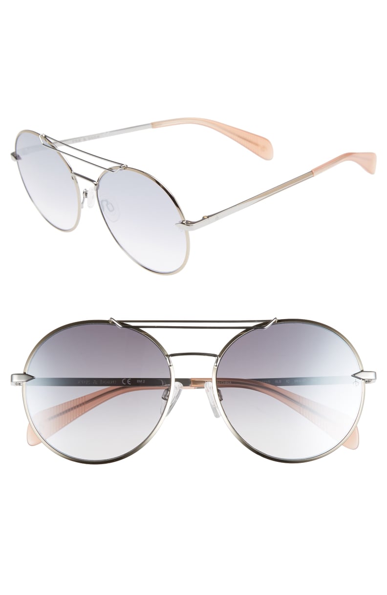 Rag & Bone 59mm Round Metal Aviator Sunglasses