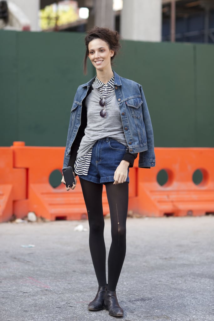 Look to Ruby Aldridge's example for an easy way to warm up your denim ...