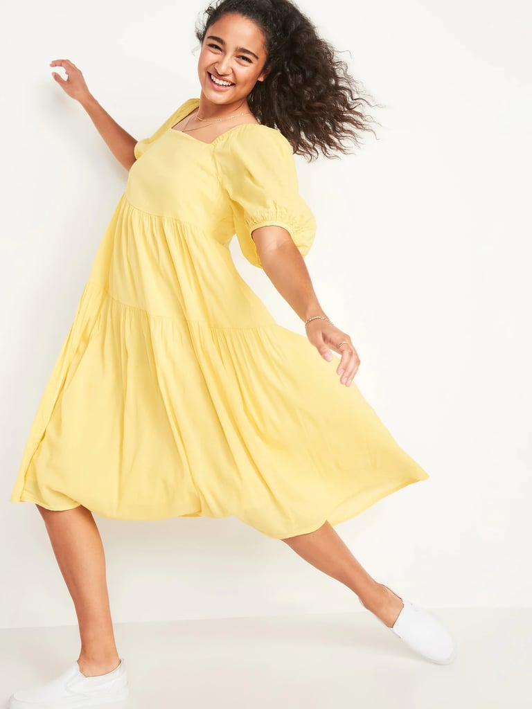 Old Navy Puff-Sleeve Midi Swing Dress