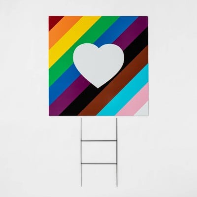 Rainbow With Heart Yard Sign