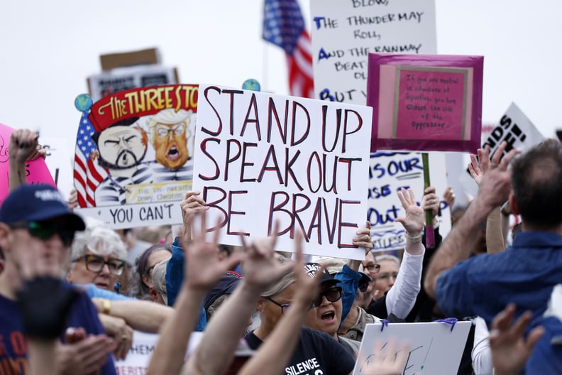 WASHINGTON, DC - APRIL 05: Demonstrators take part in the Hands Off! day of action against the Trump administration and Elon Musk on April 05, 2025 on the National Mall in Washington, DC. (Photo by Paul Morigi/Getty Images for Community Change Action)