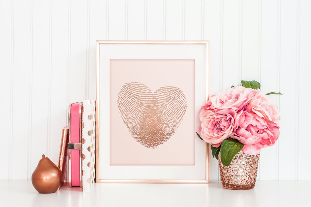 Real Foil Rose Gold and Blush Pink Thumbprint Heart ($10)