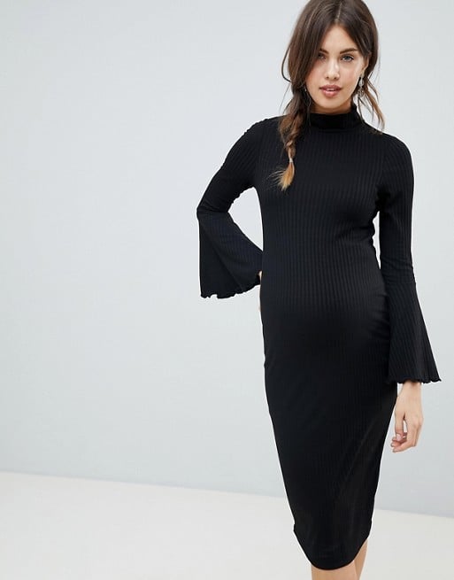 ASOS Design Maternity Midi Bodycon Dress With Flared Sleeves