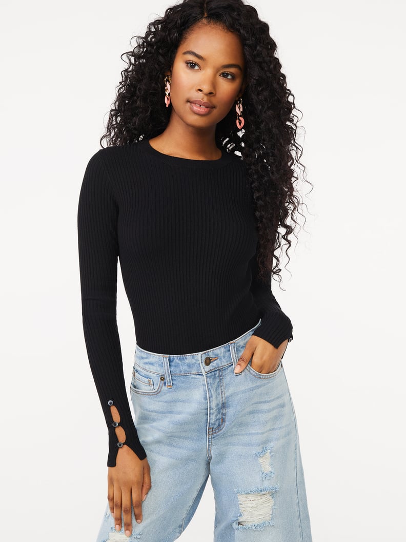 A Ribbed Basic: Scoop Long Sleeve Bodysuit Sweater