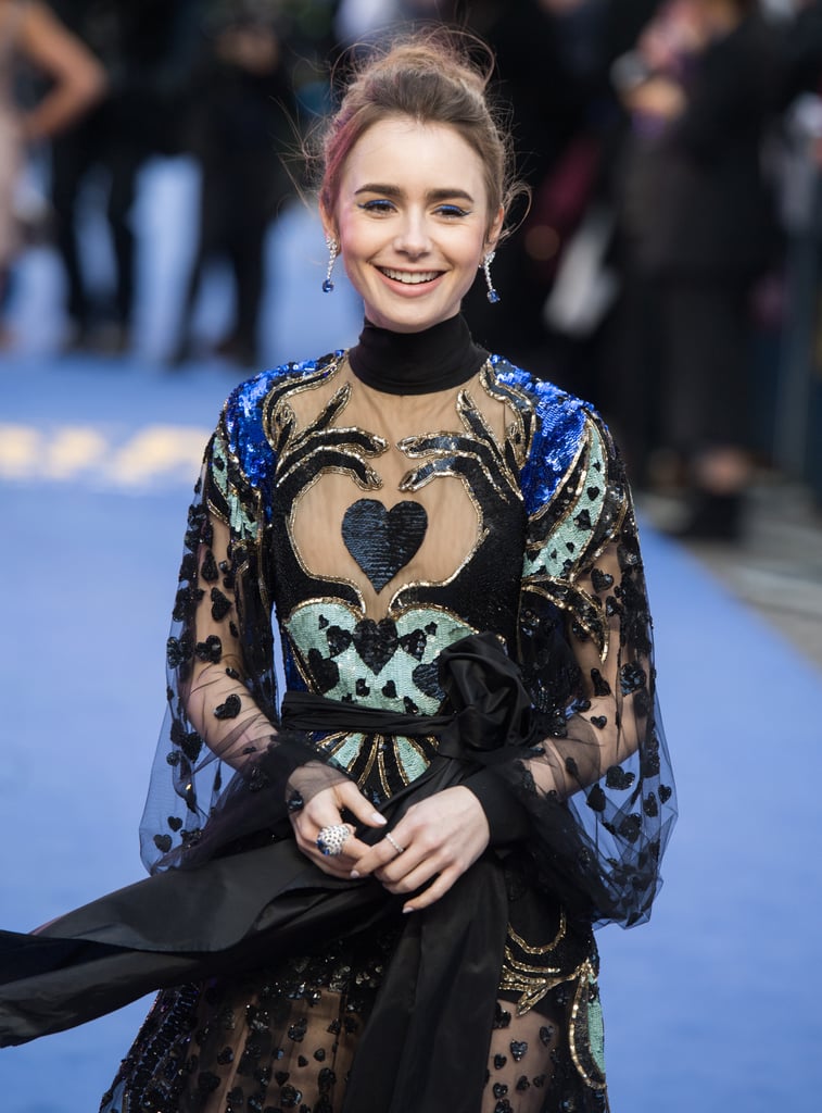 Lily Collins Gown With Hands and Heart 2019