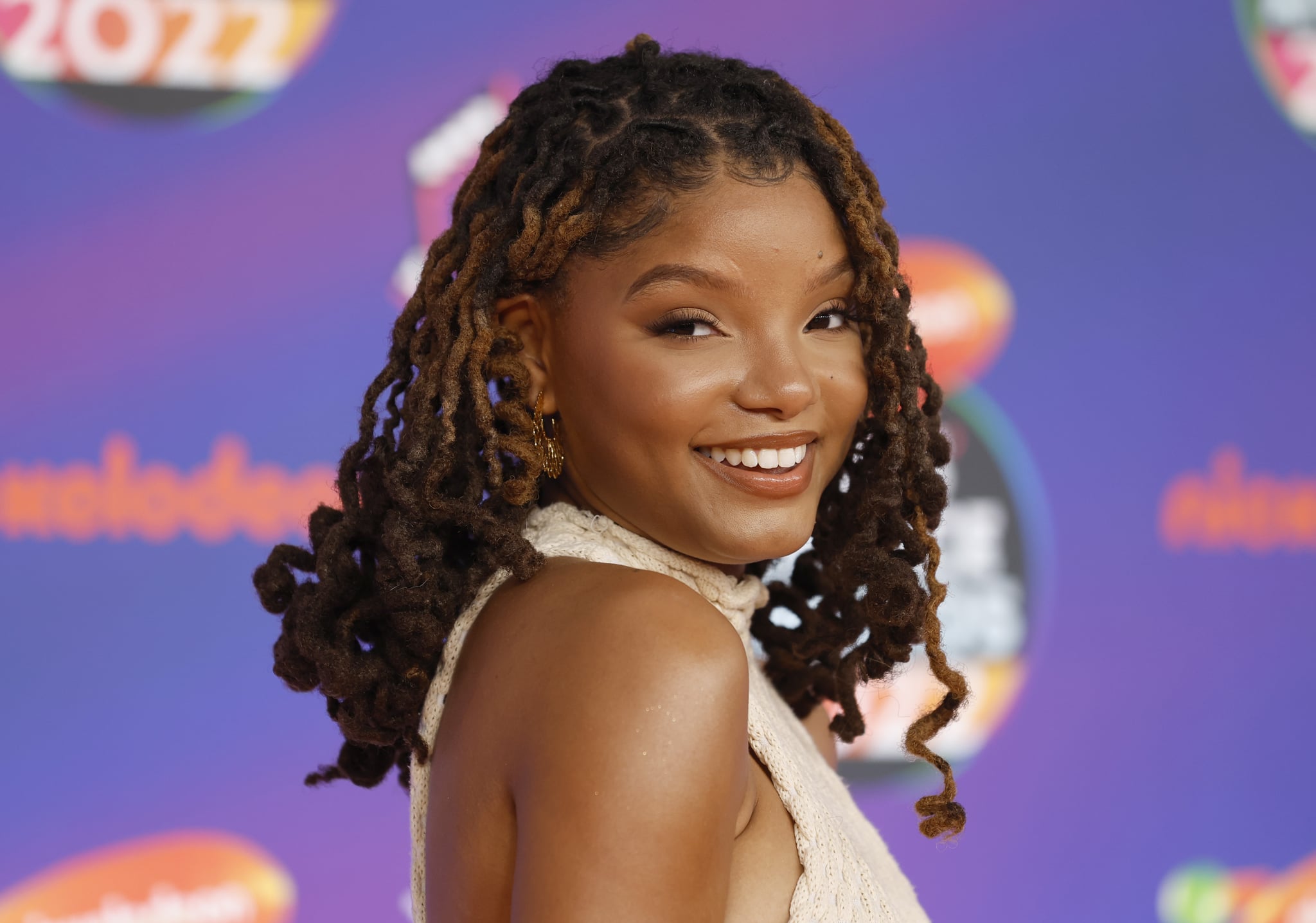 SANTA MONICA, CALIFORNIA - APRIL 09: Halle Bailey attends the 2022 Nickelodeon Kid's Choice Awards at Barker Hangar on April 09, 2022 in Santa Monica, California. (Photo by Frazer Harrison/Getty Images)