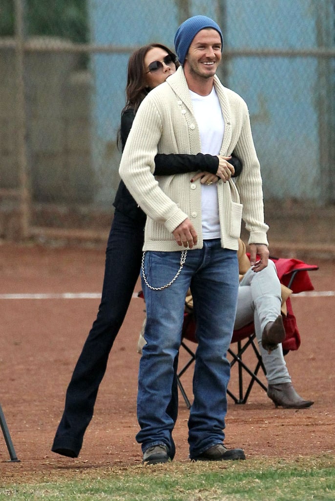 In November 2011, Victoria wrapped her arms around David at an LA soccer game.