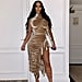 Kim Kardashian's Strappy Lace-Up Heels and Gold Velvet Dress