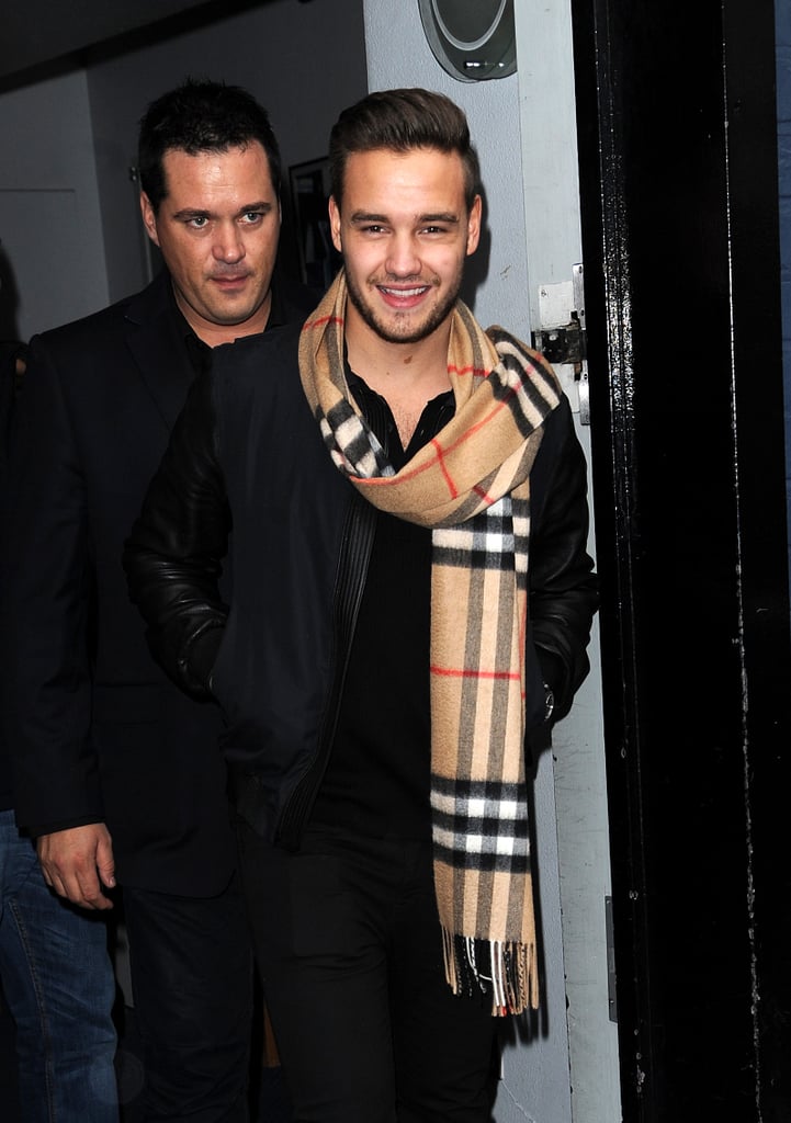 Liam Payne greeted a crowd with a grin after recording the upcoming Band Aid 30 single with other music stars, including his One Direction bandmates, in London on Saturday.