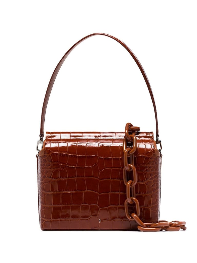 Gu_De Brown Duet Medium CrocEffect Leather Shoulder Bag Kylie Jenner Brown Bag at Travis