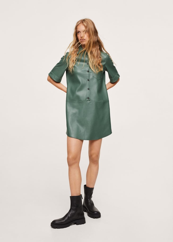 For a Cool Edge: Mango Faux Leather Shirt Dress