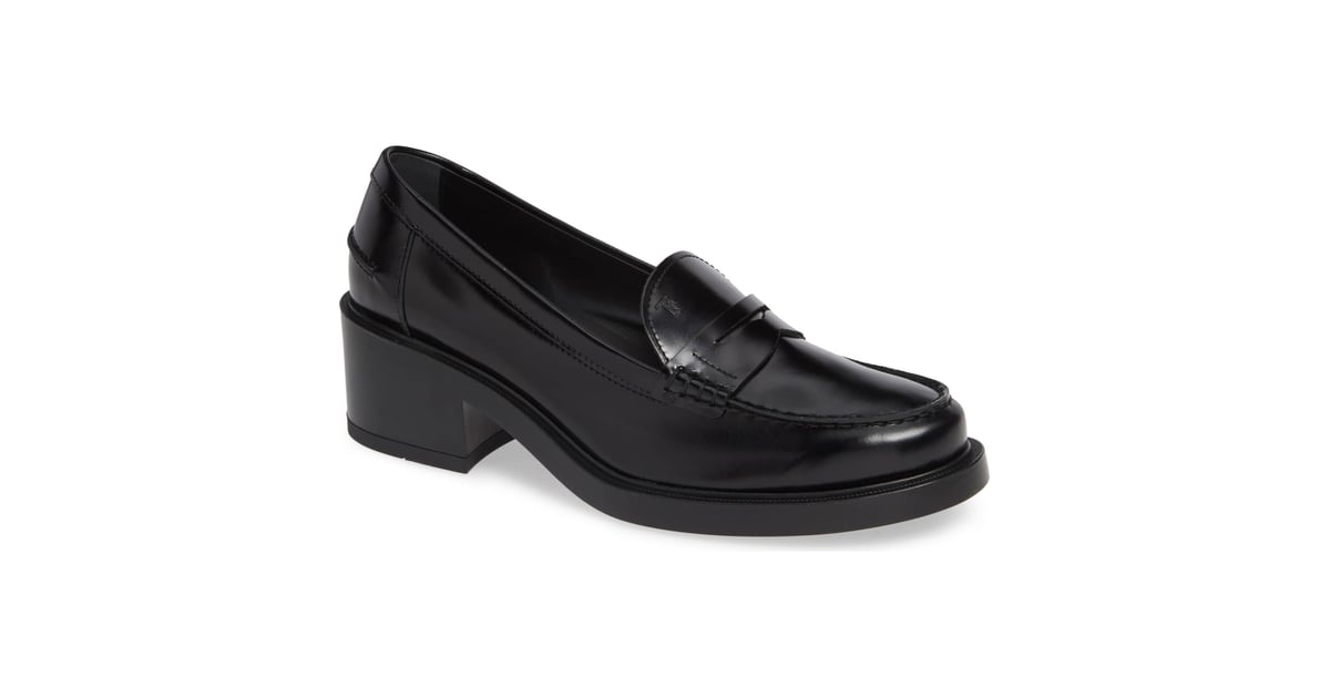 tod's block heel loafer