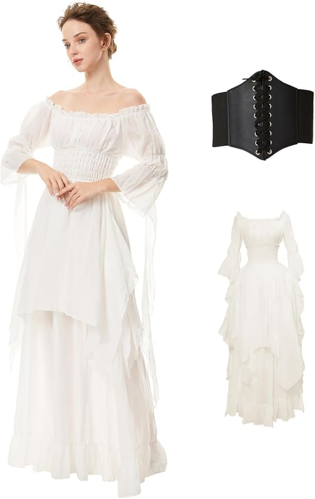 Bitseacoco Medieval Victorian Off Shoulder Dress