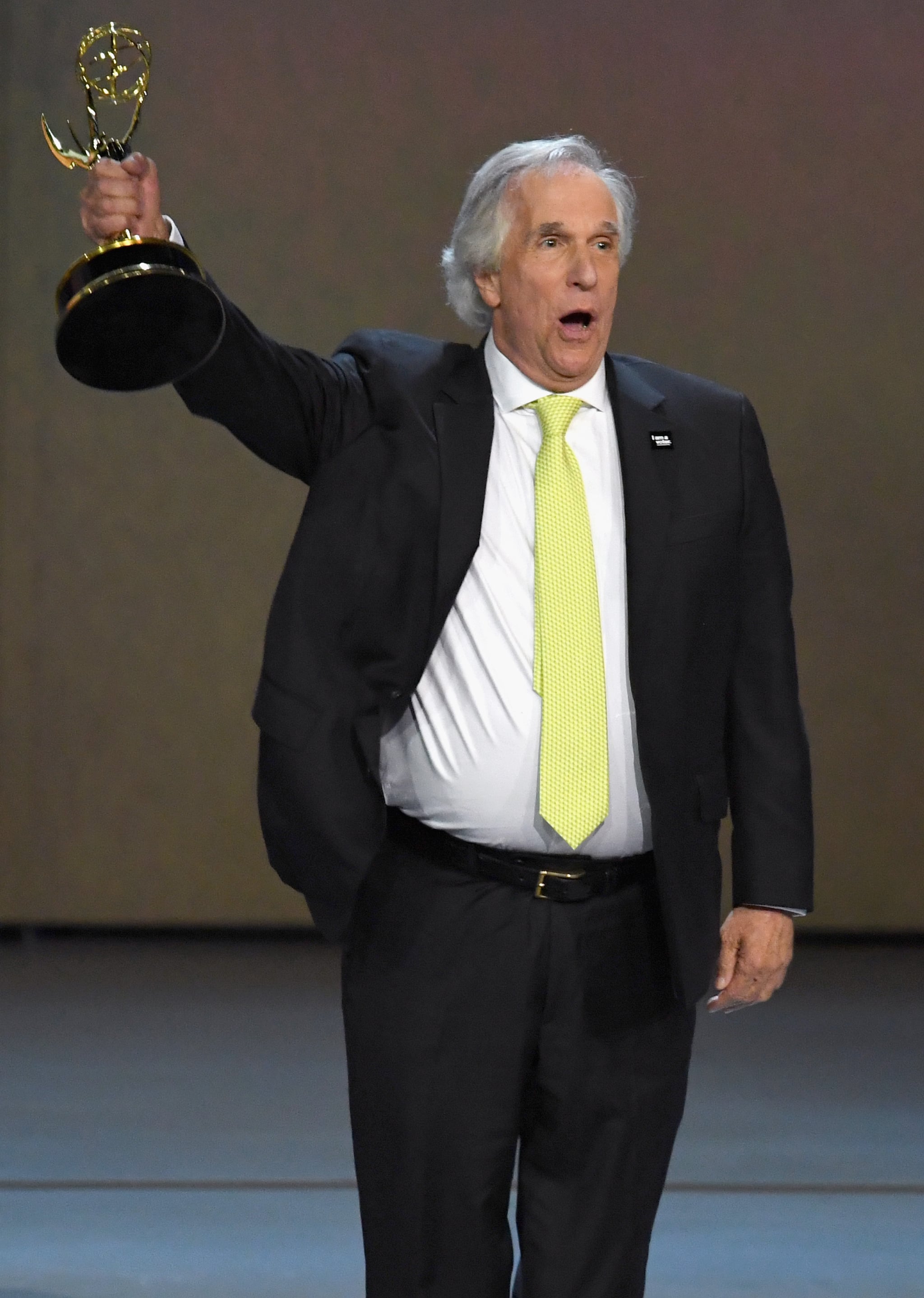 LOS ANGELES, CA - SEPTEMBER 17:  Henry Winkler accepts the Outstanding Supporting Actor in a Comedy Series award for 'Barry' onstage during the 70th Emmy Awards at Microsoft Theatre on September 17, 2018 in Los Angeles, California.  (Photo by Kevin Winter/Getty Images)