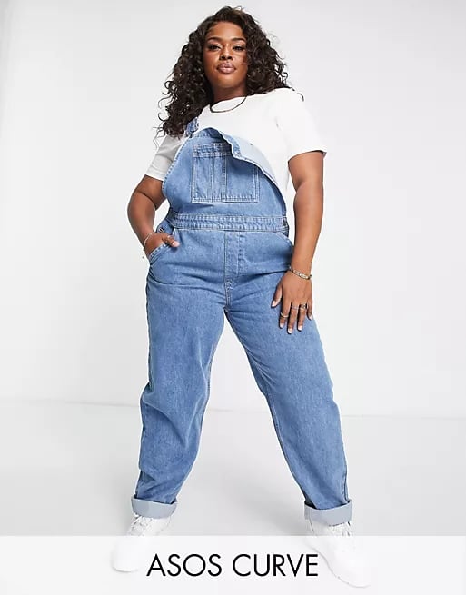 ASOS DESIGN denim dungaree in mid blue