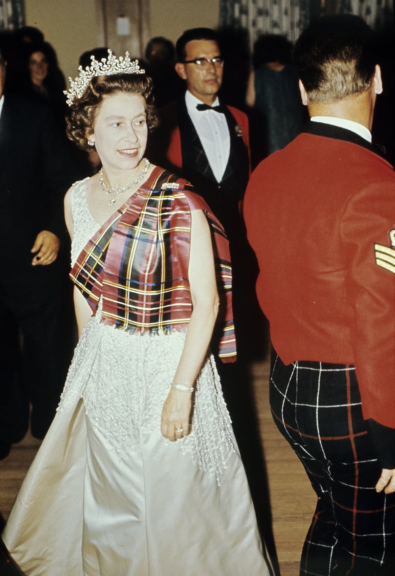 The queen in diamonds and tartan