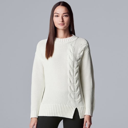 Simply Vera Vera Wang Petite Rope Cable Sweater