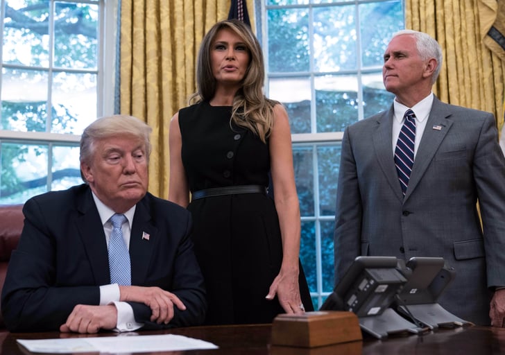 Melania Trump in Black Button Dress