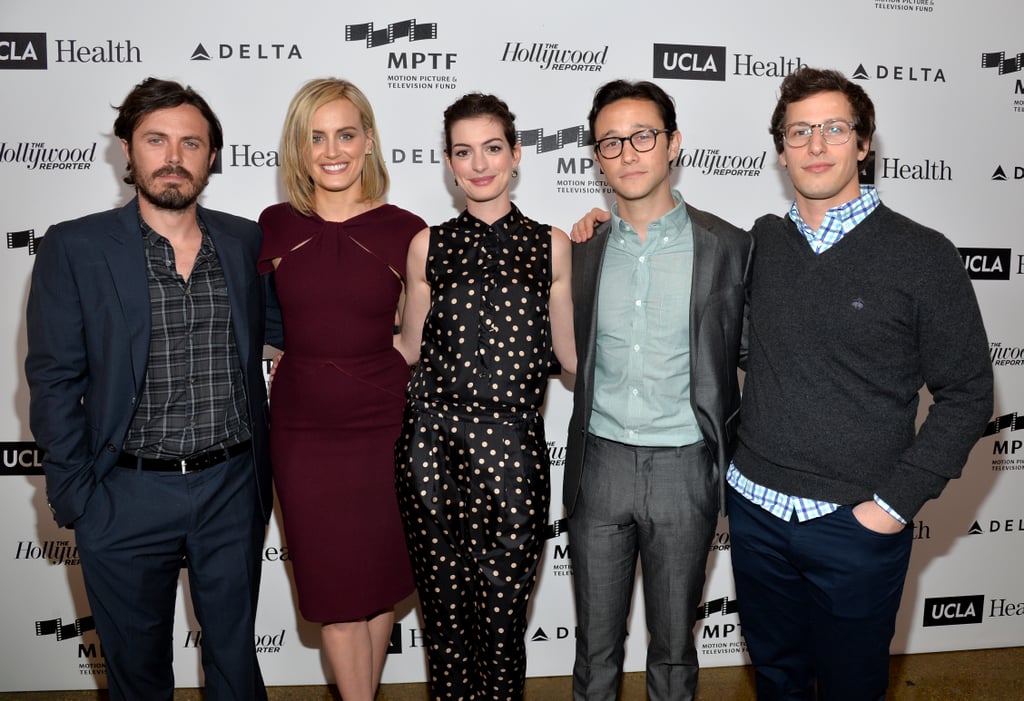 Casey Affleck, Taylor Schilling, Anne Hathaway, Joseph Gordon-Levitt, and Andy Samberg attended the Reel Stories, Real Lives event in Hollywood on Sunday.