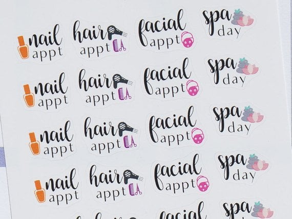 36 Beauty Appointment Mini Script Planner Stickers